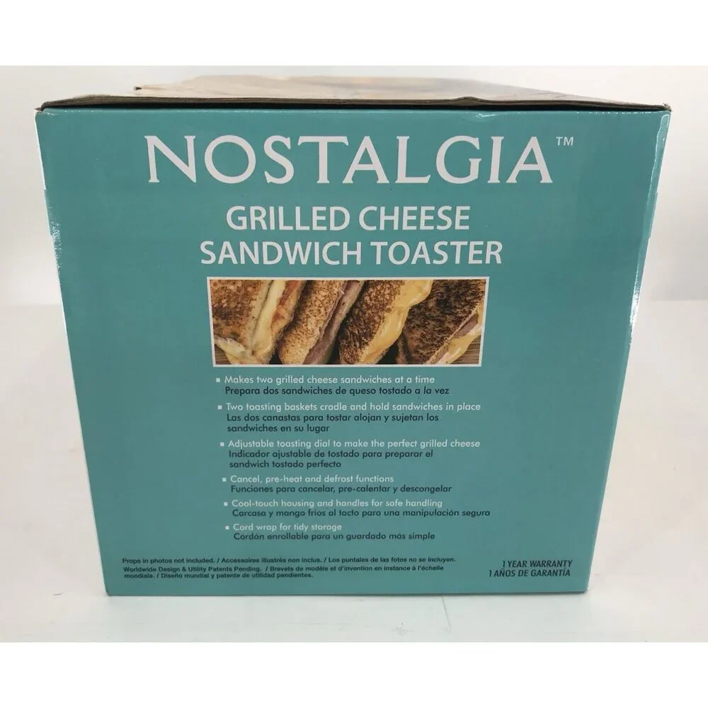 Nostalgia TCS2 Yellow Grilled Cheese Sandwich Toaster‎ Maker Easy Clean Baskets